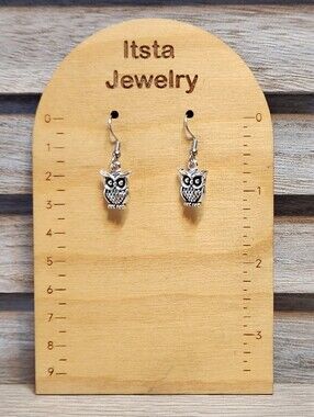 Owl Earrings On Stainless Steel French Earwires A04